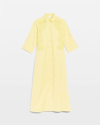 Embellished Linen-Cotton Shirtdress click to view larger image.