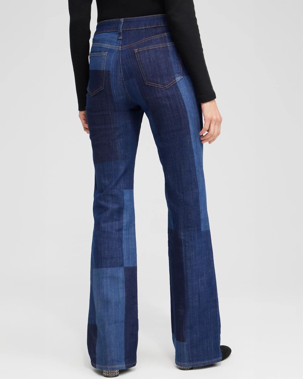 Girlfriend Laser Patch Flare Jeans