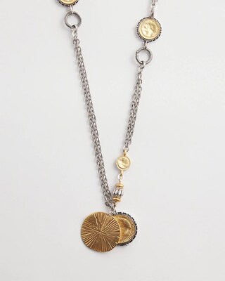 Mixed Metal Coin Pendant Necklace click to view larger image.