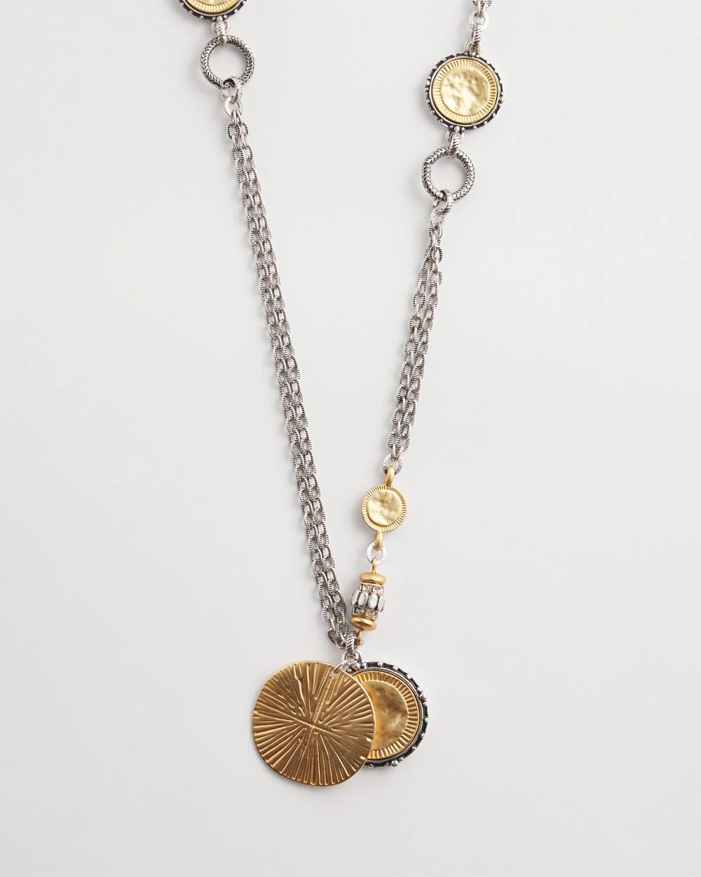 Mixed Metal Coin Pendant Necklace