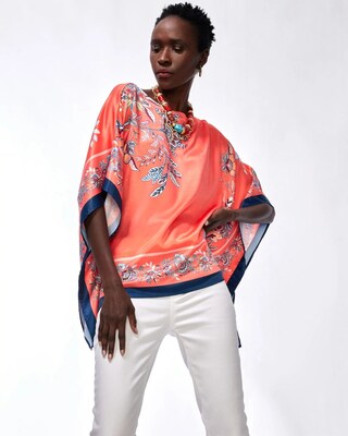Orange Floral Square Poncho