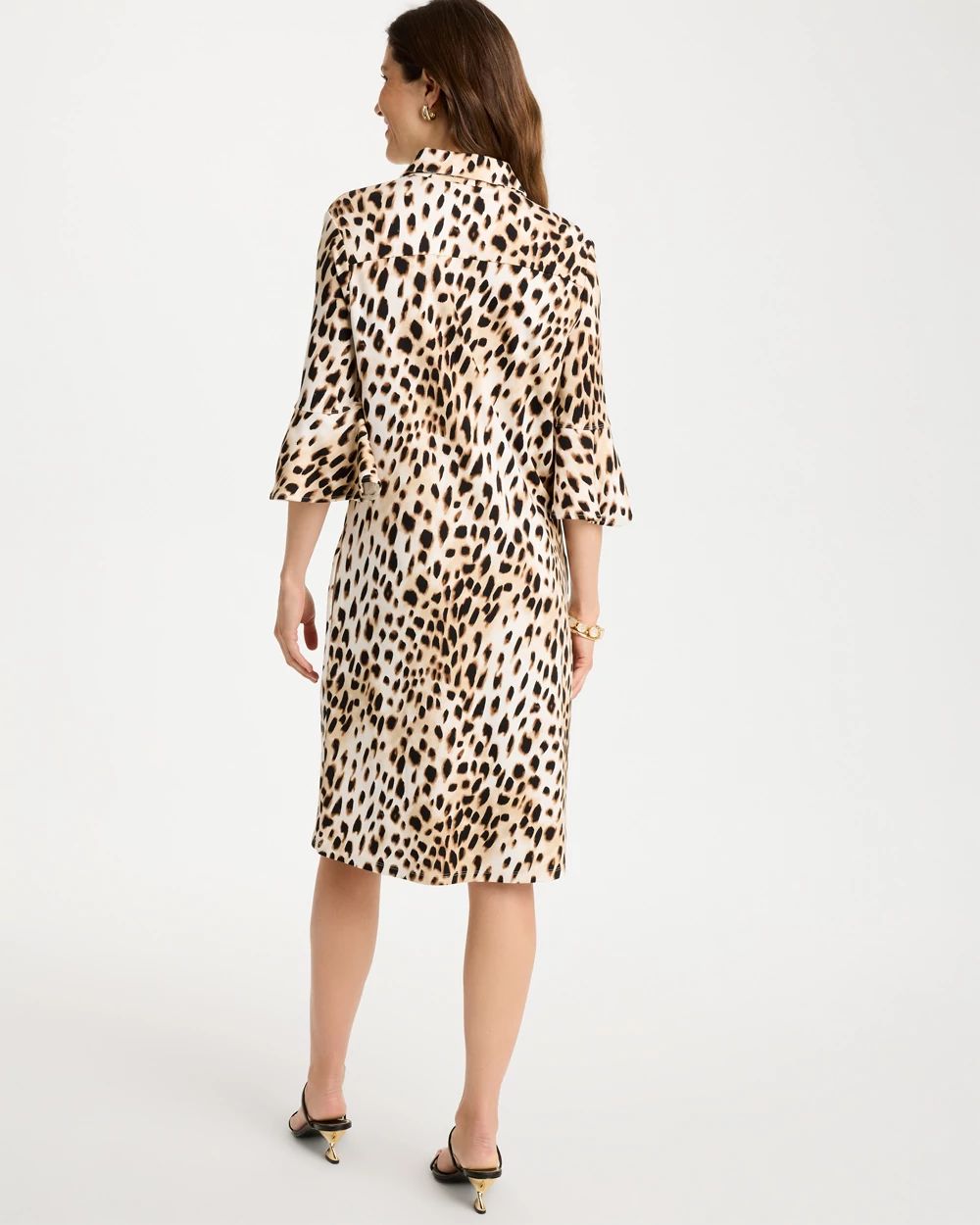 Ponte Knit Flounce Sleeve Dress