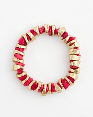 Goldtone Red Howlite Stone Bracelet click to view larger image.