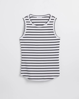 Stripe Ribbed High Neck Tank