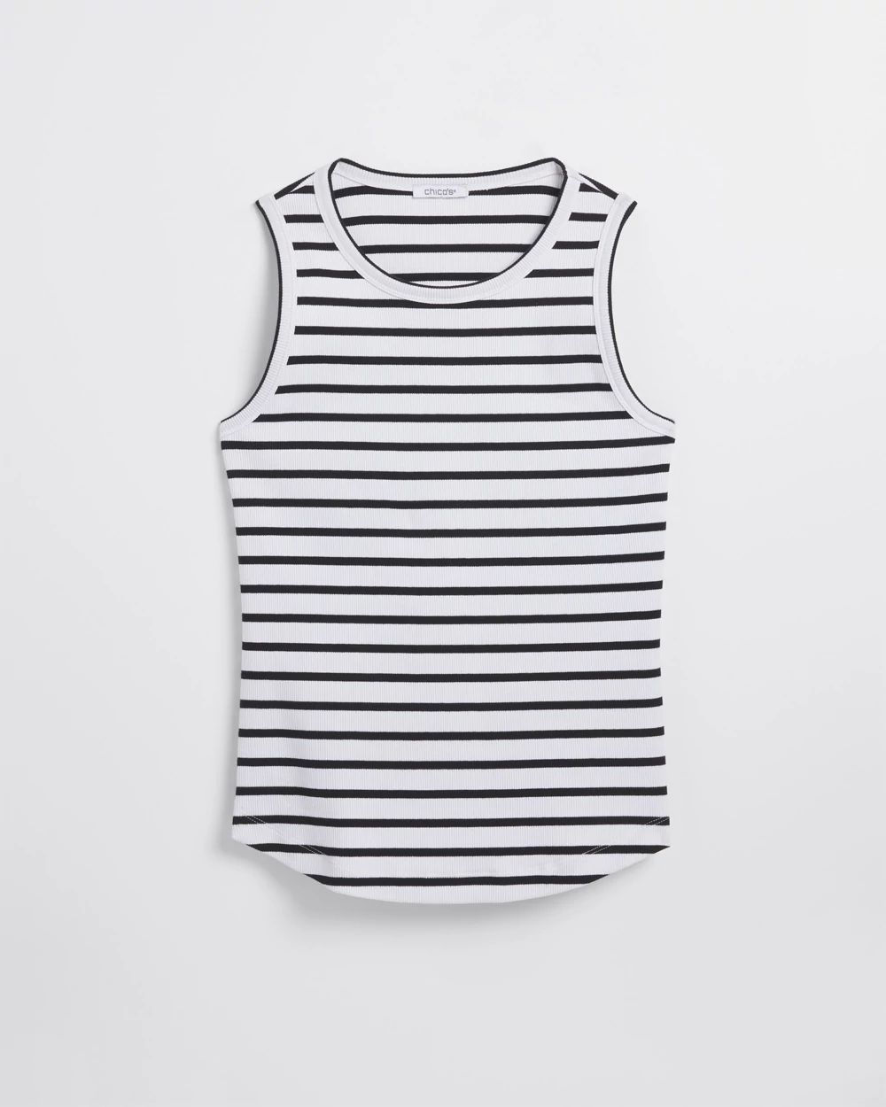 Stripe Ribbed High Neck Tank