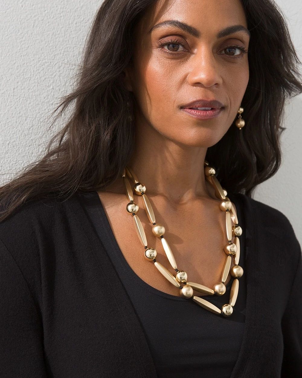 Multi-Strand Gold Tone Short Necklace