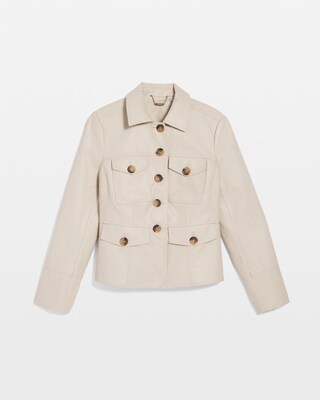 Crinkle Faux Leather Peplum Jacket click to view larger image.