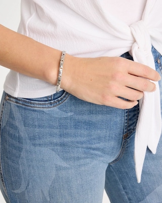 Glam Silvertone Slice Stretch Bracelet click to view larger image.