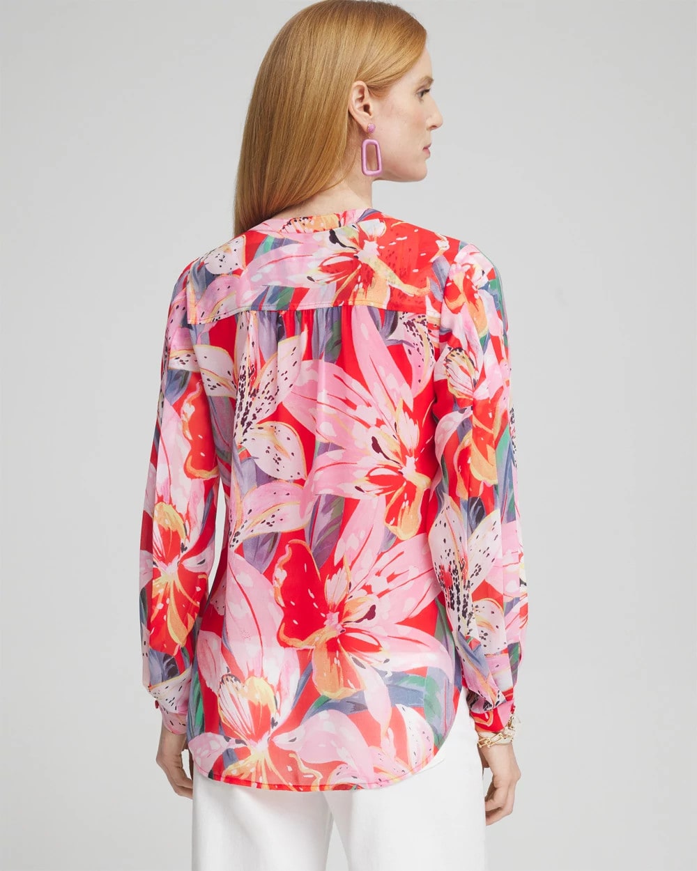 Floral Pleated Sleeve Blouse