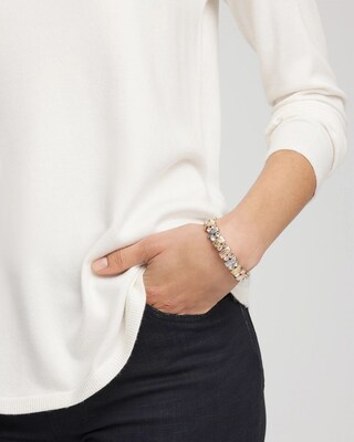 Tri-Tone Rectangle Stretch Bracelet click to view larger image.