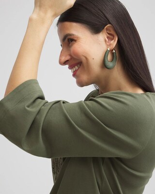 Olive Thread Wrapped Hoops