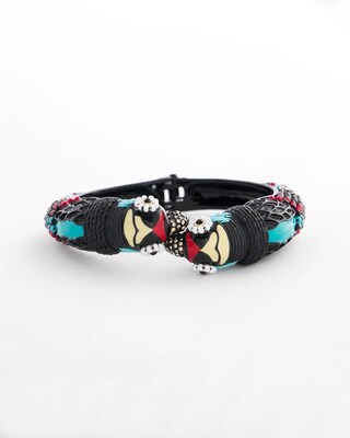 Raffia Parrot Hinge-Cuff Bracelet