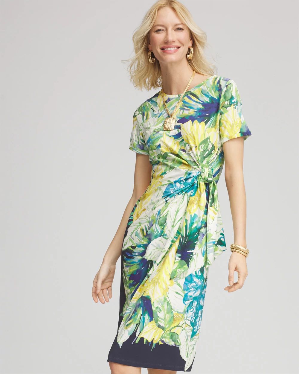Twist-Front Knit Dress