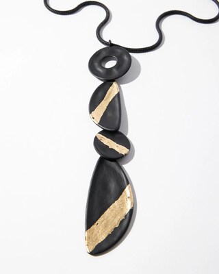 Black & Gold Foil Pendant Necklace