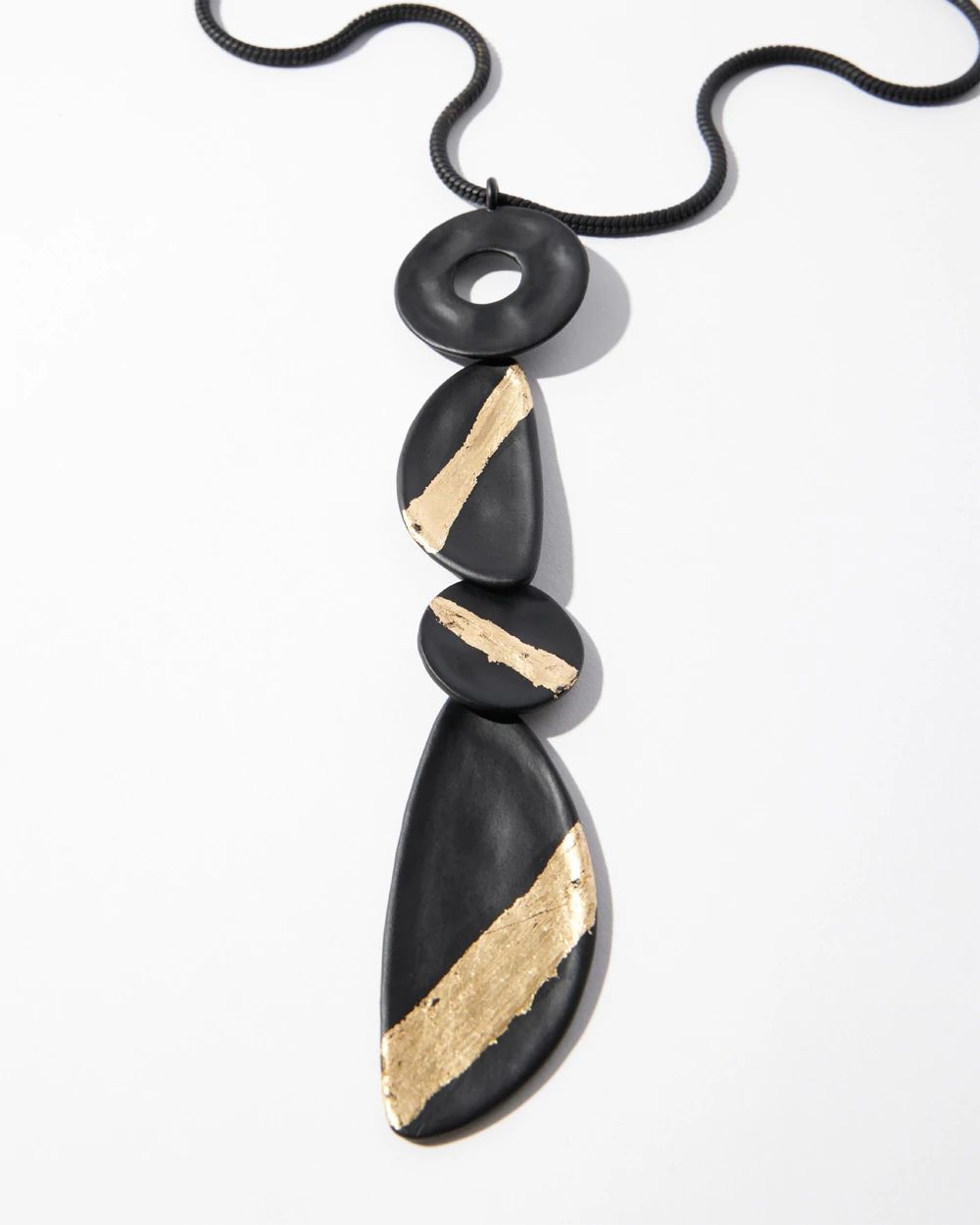 Black & Gold Foil Pendant Necklace