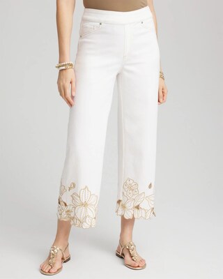 Pull-On Embellished Cropped Jeans click to view larger image.