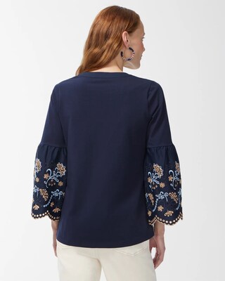 Notch Neck 3/4 Sleeve Top
