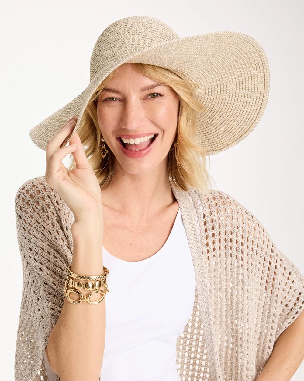 Metallic Straw Sun Hat