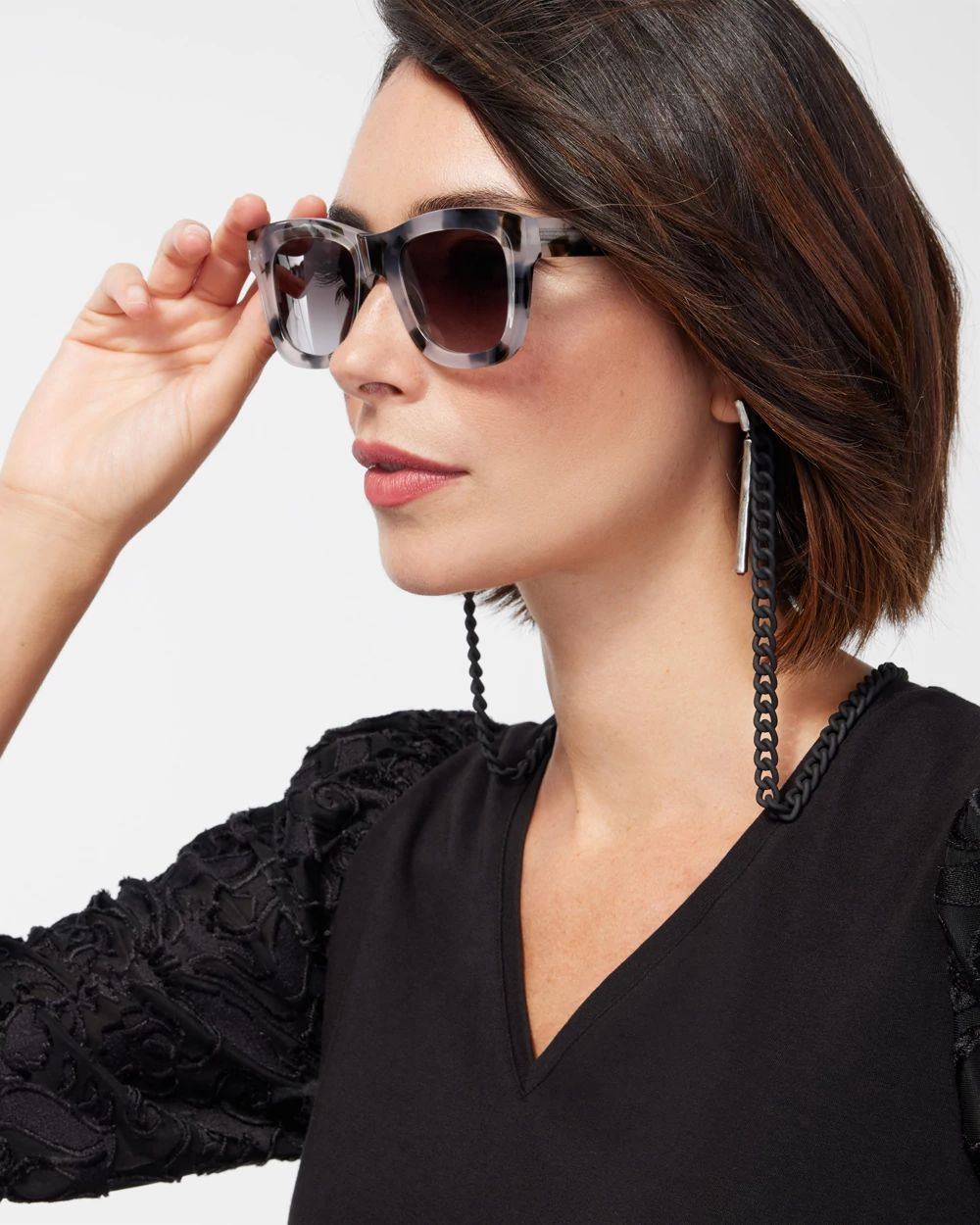 Matte Black Eyeglass Chain