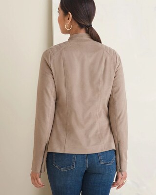 Quilted-Shoulder Moto Jacket