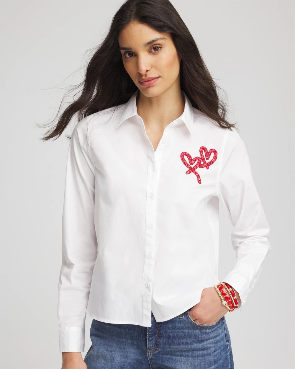 Crystal Heart Poplin Shirt