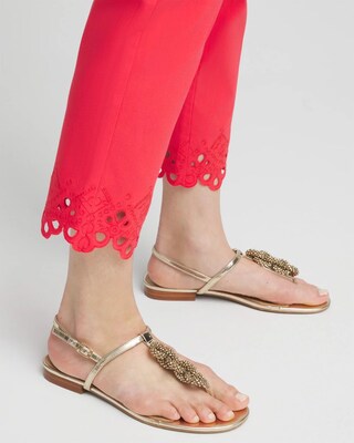 Brigitte Eyelet Hem Slim Cropped Pants click to view larger image.