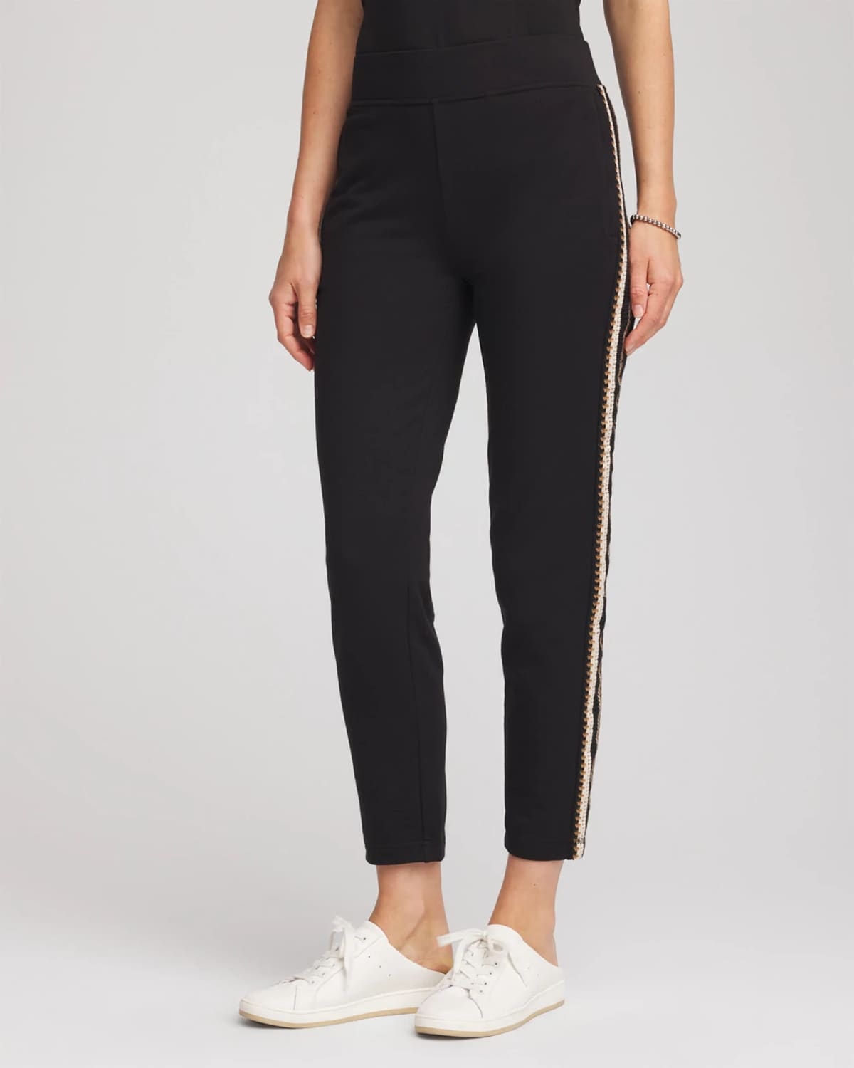 Chico's Lattice-trim Ankle Pants In Black In Black