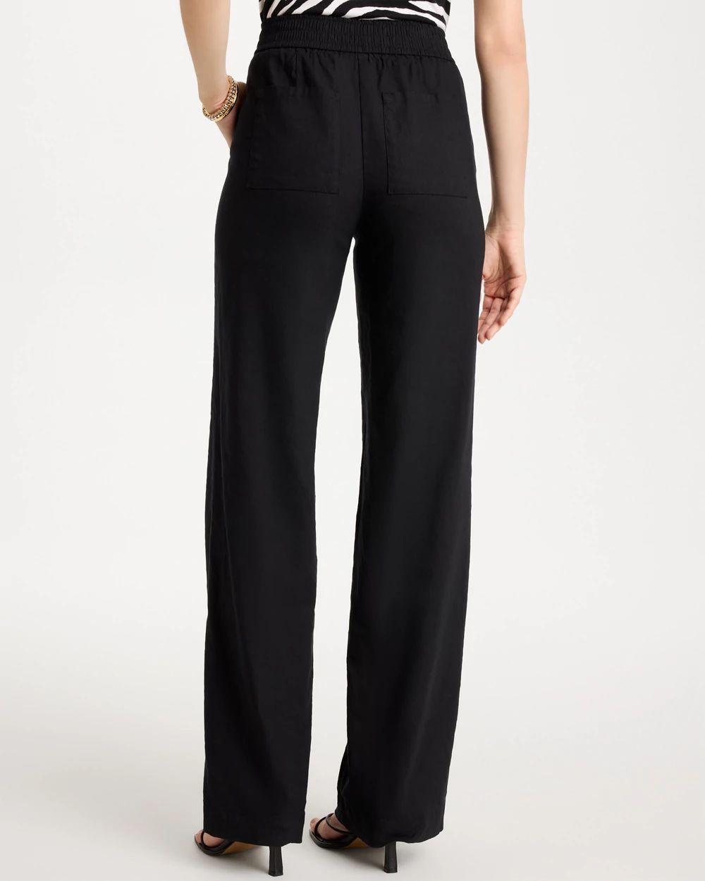 Petite Pull-On Wide-Leg Linen Pants click to view larger image.