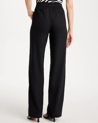 Petite Pull-On Wide-Leg Linen Pants click to view larger image.