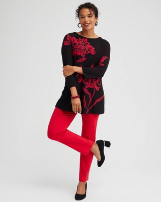Red Floral Pullover Sweater