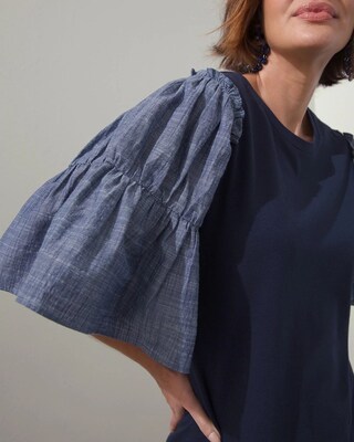 Chambray Tiered Sleeve Tee