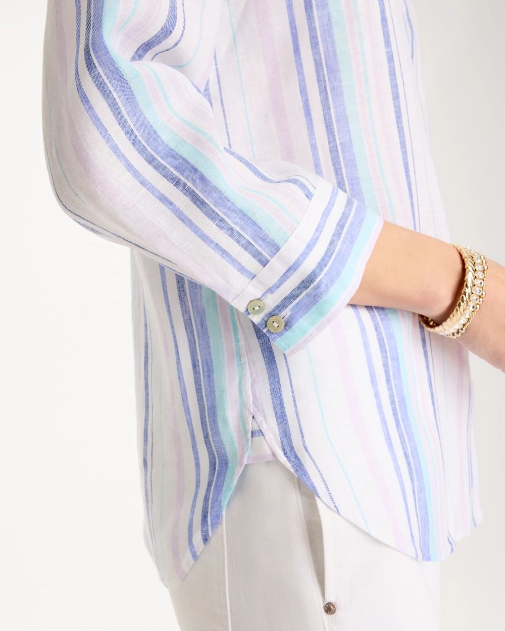 No Iron™ Linen Striped Shirt click to view larger image.