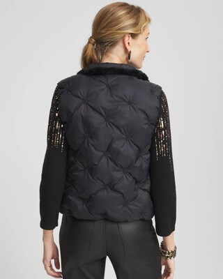 Nylon Fur Trim Puffer Vest click to view larger image.