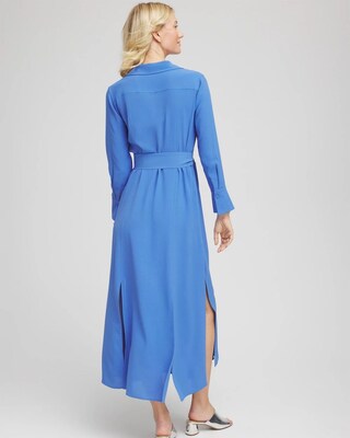 Belted Split Hem Maxi Shirtdress click to view larger image.
