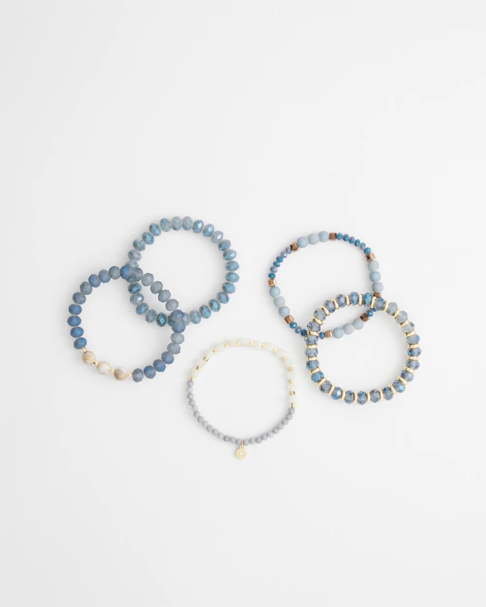 Set of Five Blue Stretch Bracelets