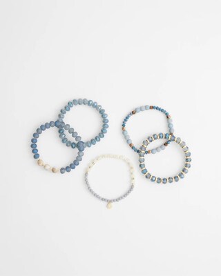 Set of Five Blue Stretch Bracelets