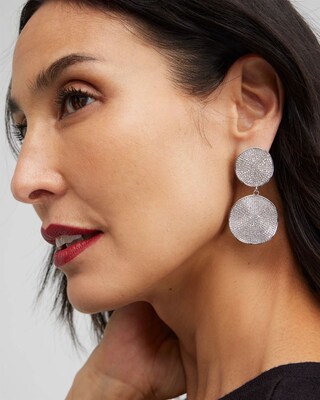 Silver Tone Pavé Drop Earrings