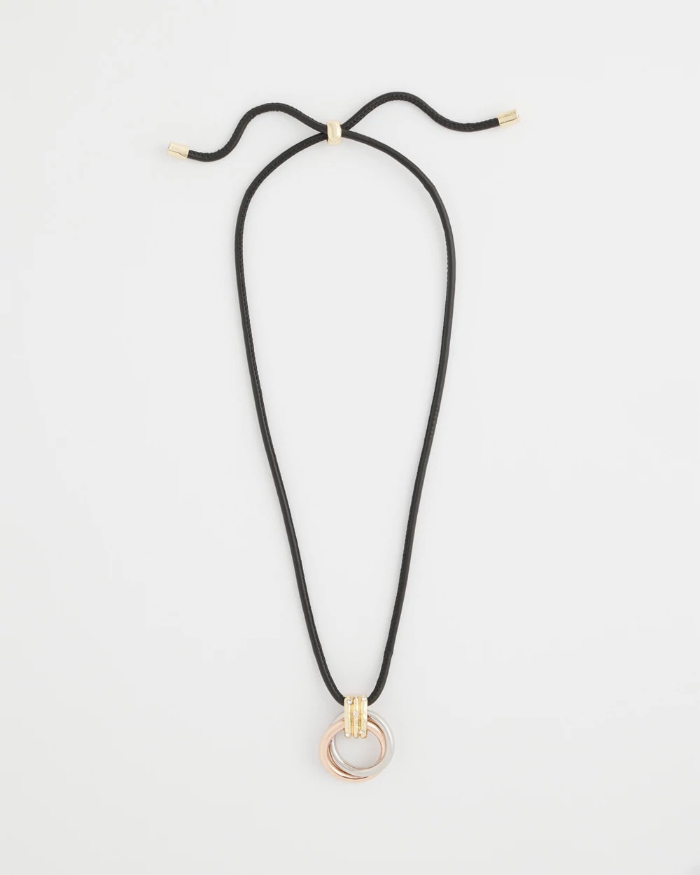 Adjustable Tri-Tone Pendant Necklace