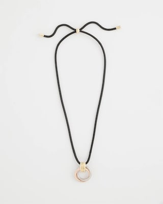 Adjustable Tri-Tone Pendant Necklace