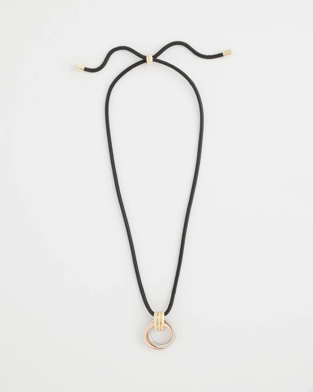 Adjustable Tri-Tone Pendant Necklace