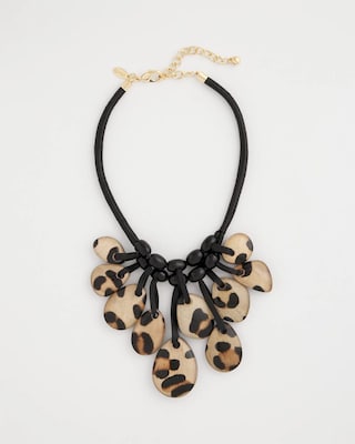 Chico's Originals Leather Animal Corded Bib Necklace