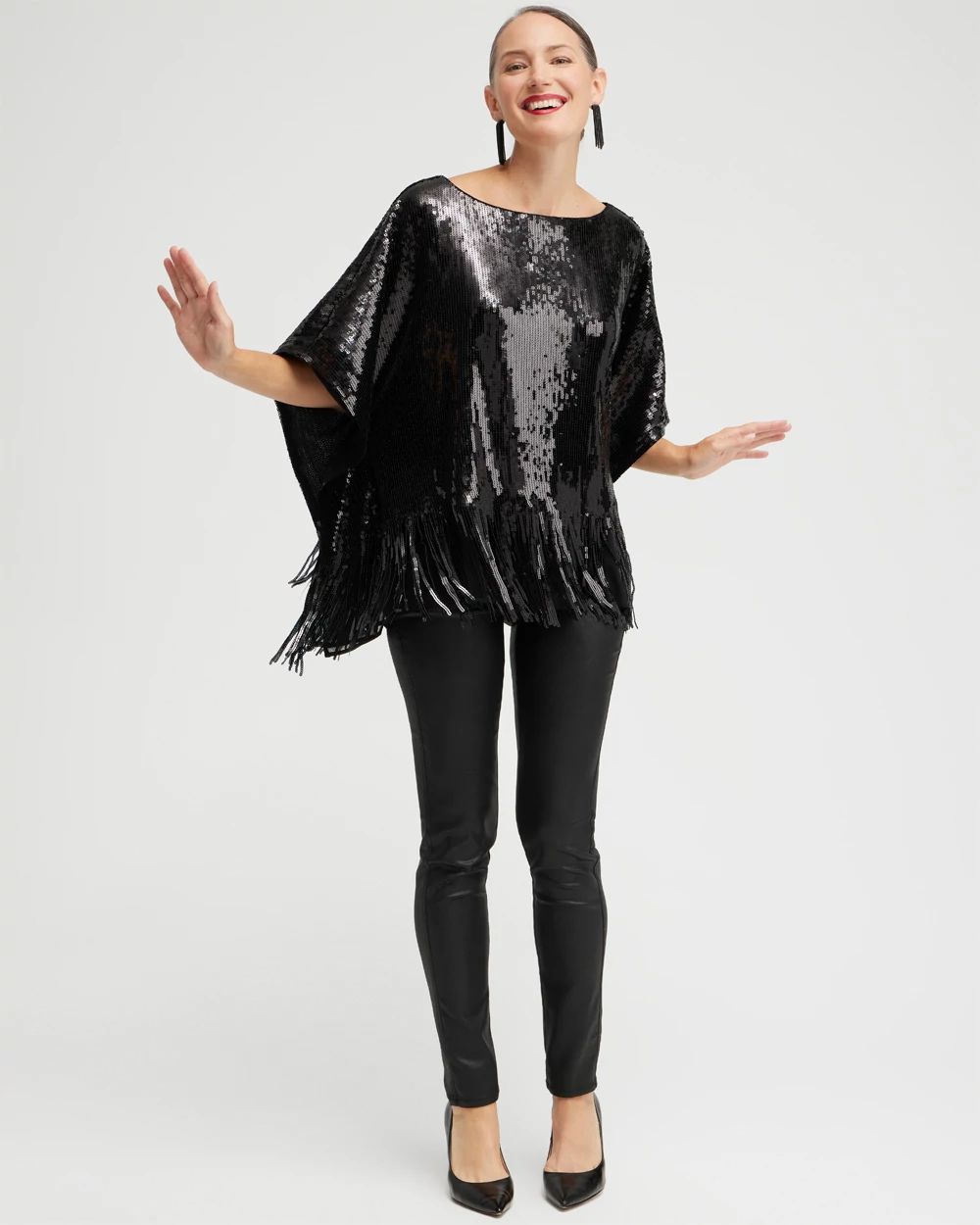 Sequin Fringe Poncho