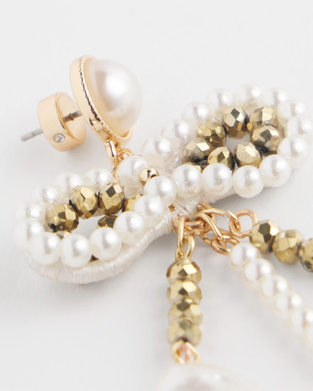 No Droop® Faux Pearl Bow Drop Earrings