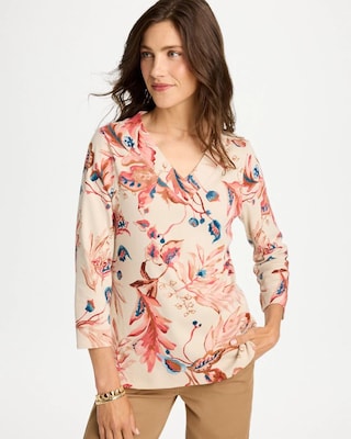 Printed Pima Cotton 3/4 Sleeve Tee