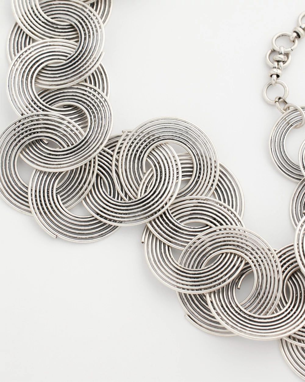Silvertone Concentric Circles Statement Necklace