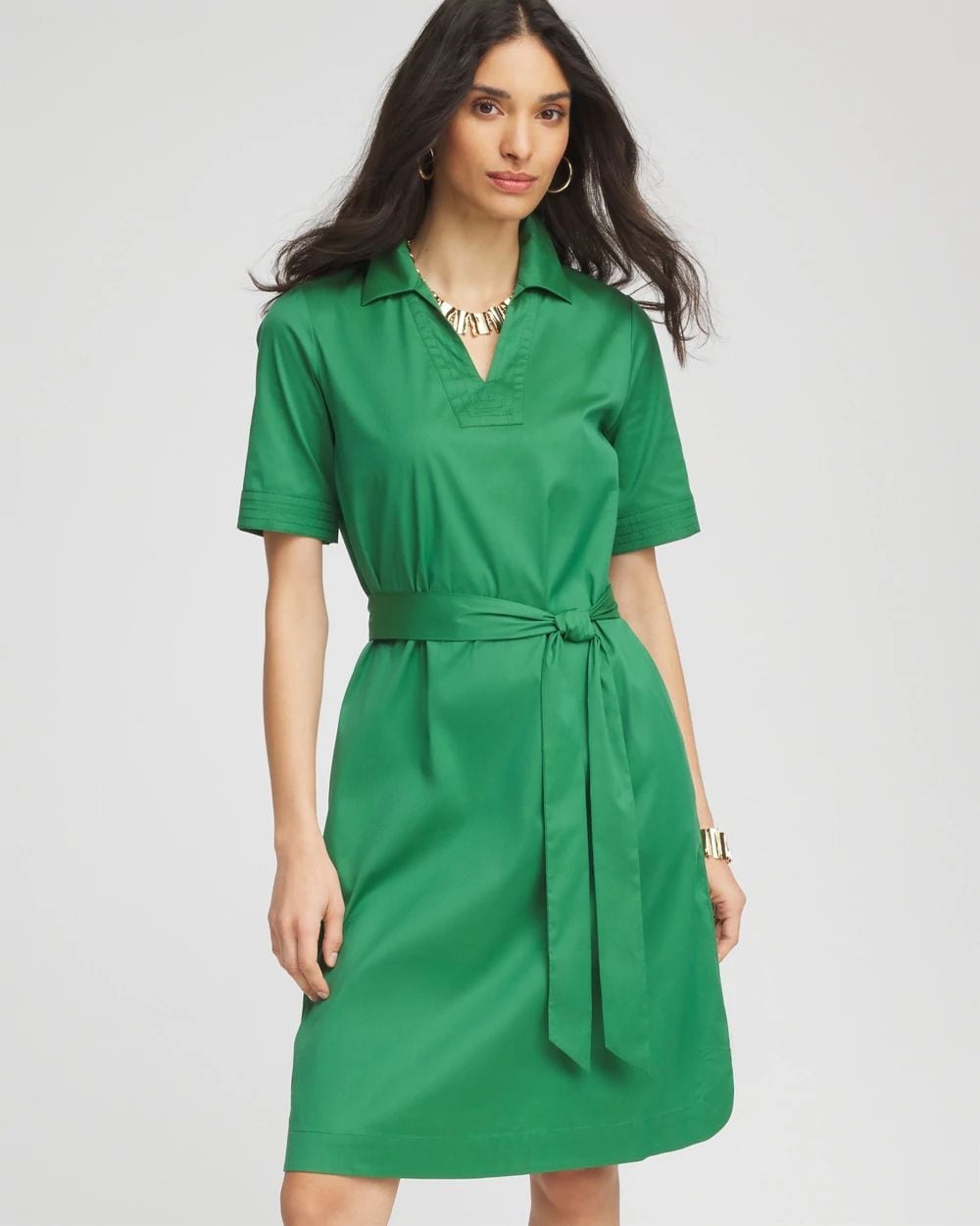 Shirttail Hem Popover Midi Dress