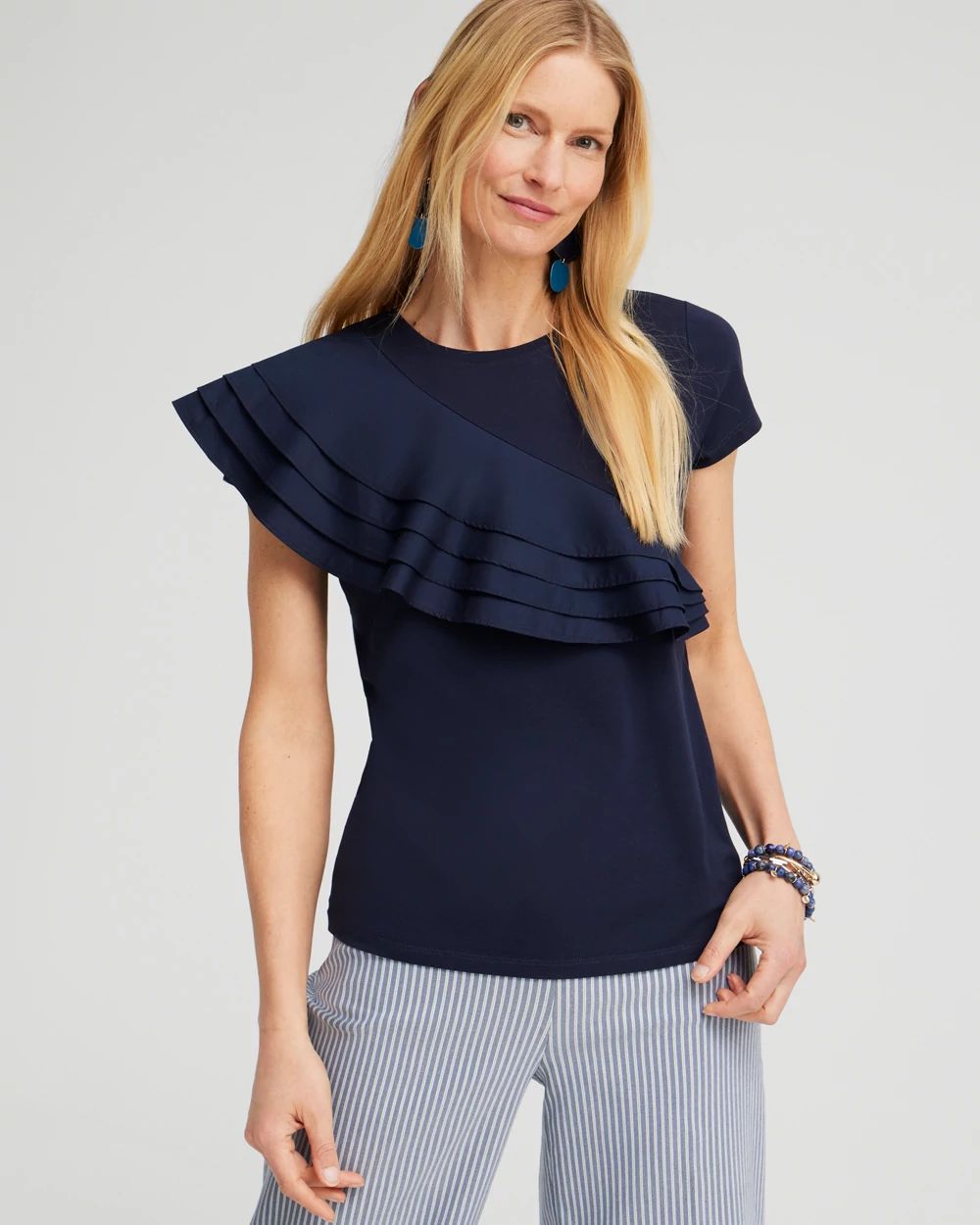 Ruffle Cap Sleeve Tee click to view larger image.