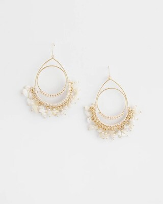 No Droop® White Fringe Hoop Earrings click to view larger image.