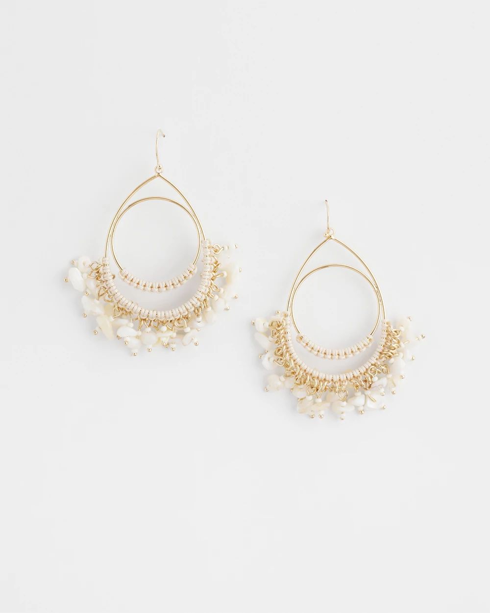 No Droop® White Fringe Hoop Earrings
