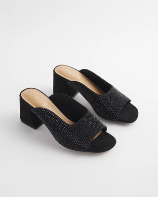 Violet Bejeweled Microsuede Mules click to view larger image.